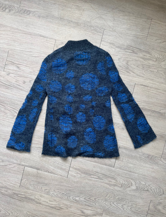 Namacheko AW21 Blue Distressed Mohair Open Knit Sweater