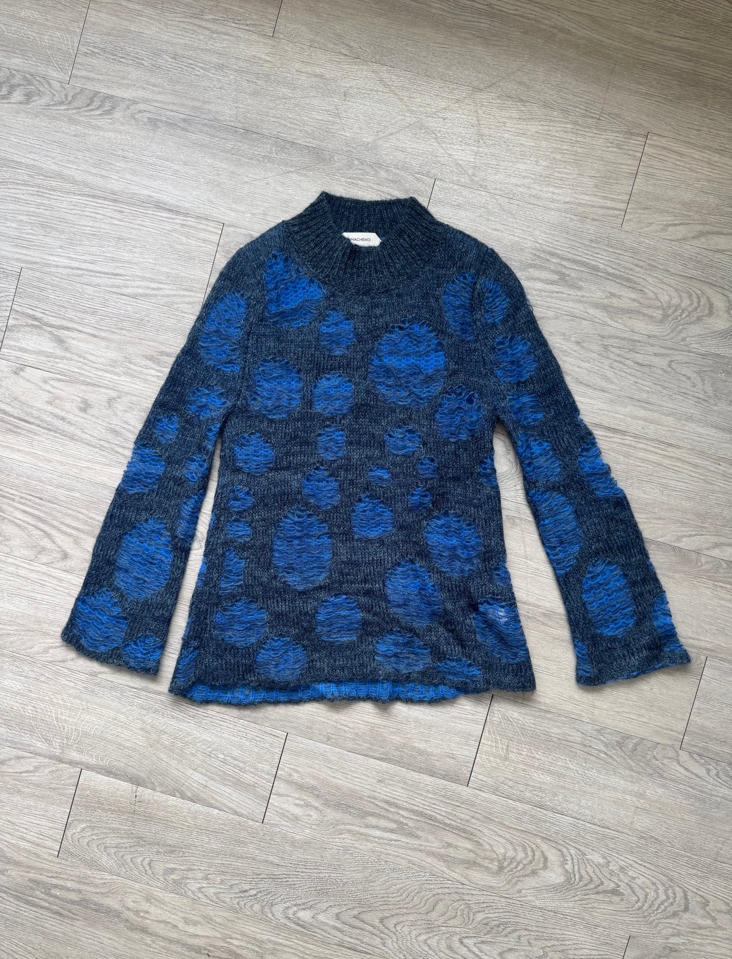 Namacheko AW21 Blue Distressed Mohair Open Knit Sweater