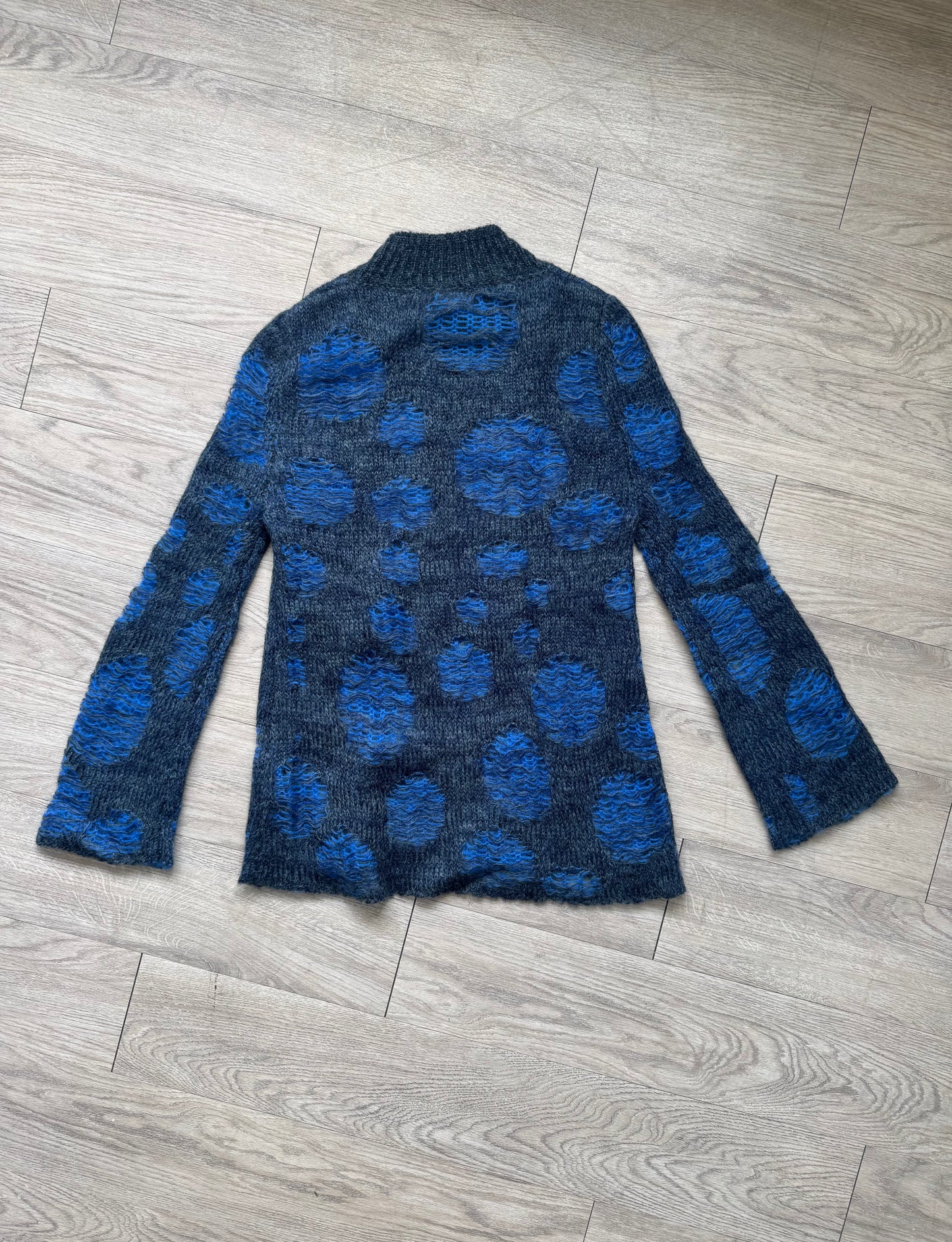 Namacheko AW21 Blue Distressed Mohair Open Knit Sweater