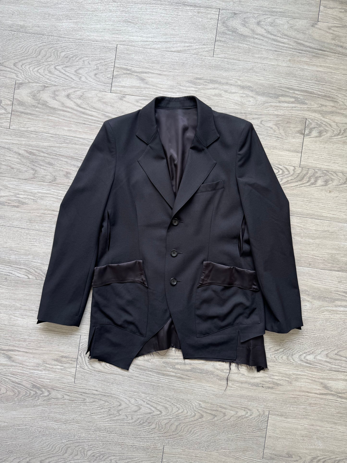 sulvam Deconstructed Asymmetric Wool Blazer